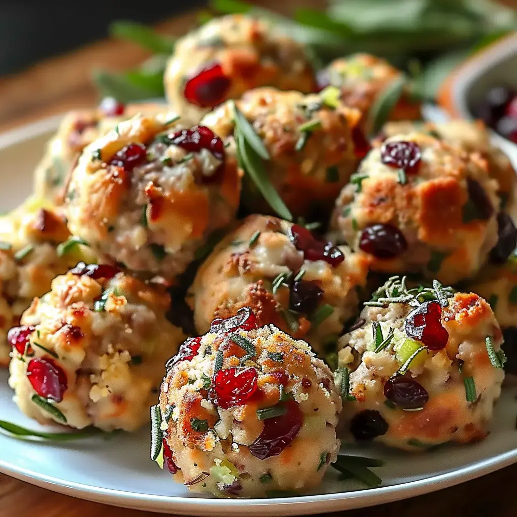 Des croquettes bien dorées parsemées d'airelles et de fines herbes, servies sur une assiette élégante.