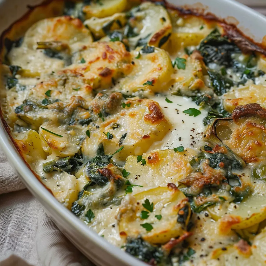 Gratin d'épinards et pommes de terre à la française