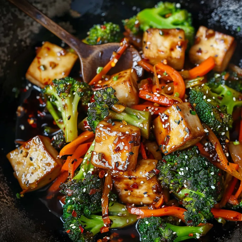 Wok de brocoli et tofu à l'asiatique
