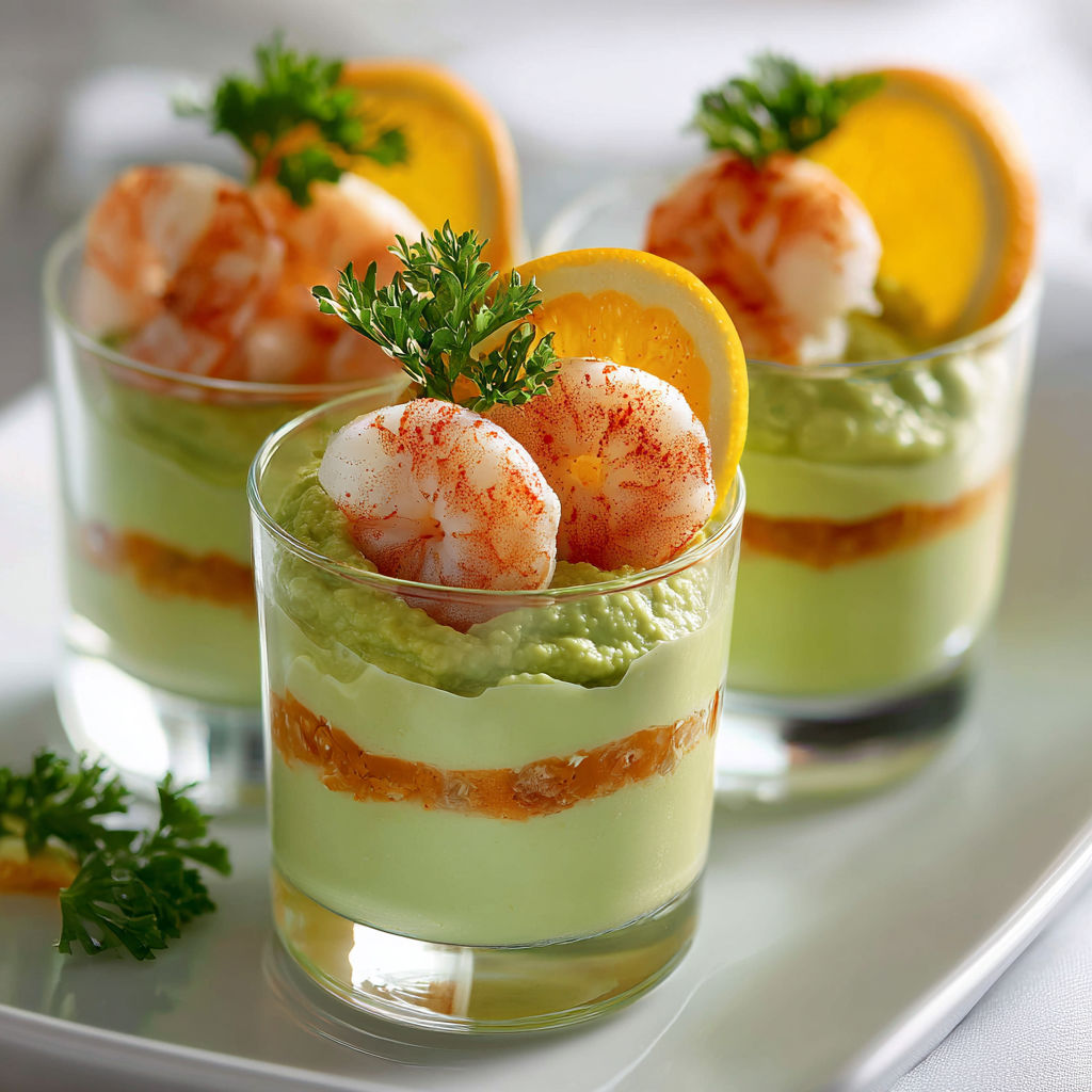 Un verre gourmand réuni crevettes et citron en dessert visuel.