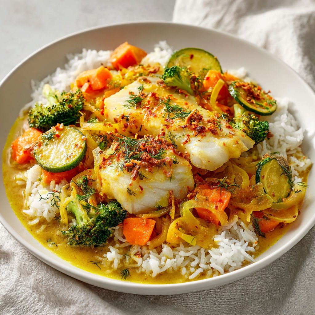 Assiette de poisson, légumes, riz et brocoli.