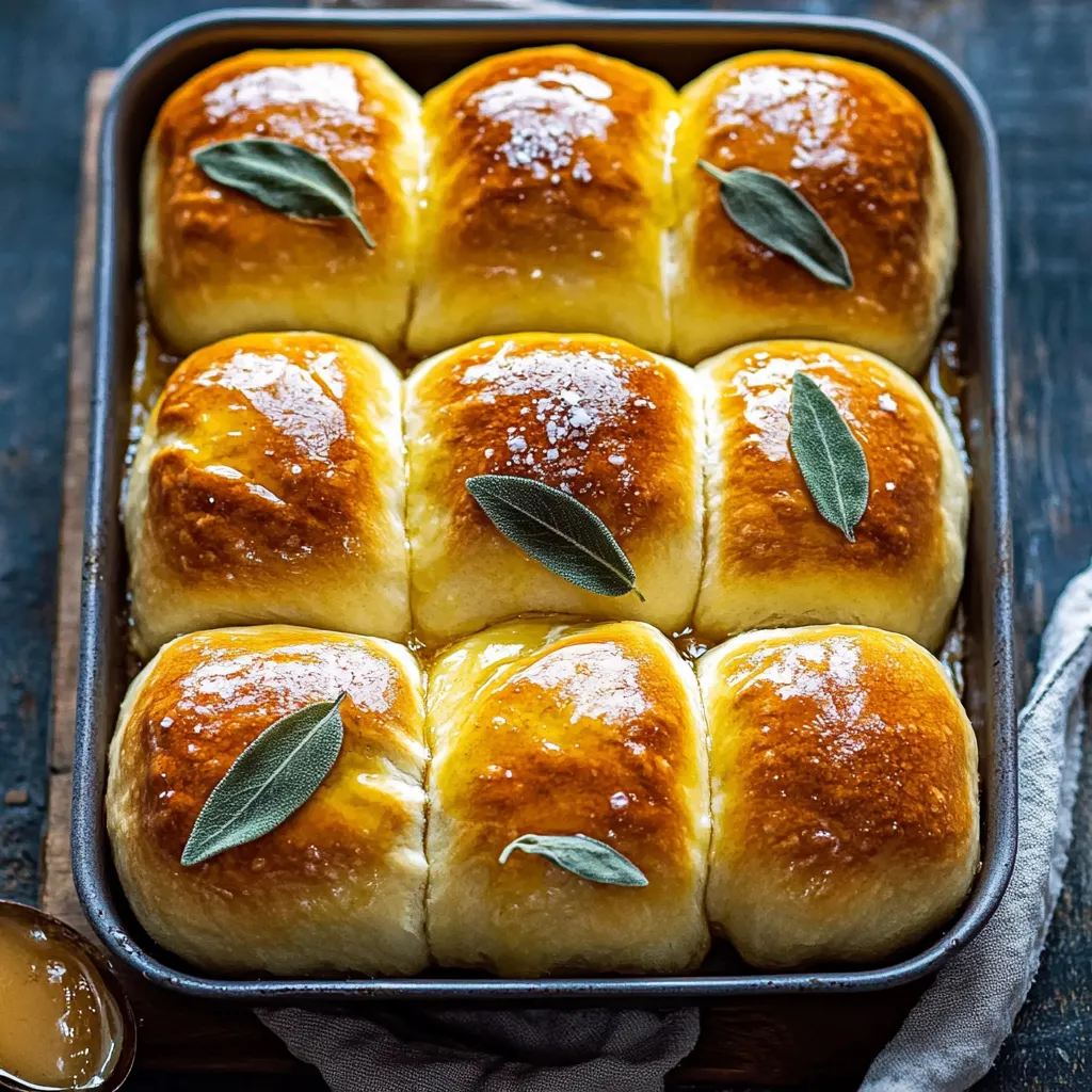 Salted Sage Honey Butter Brioche Rolls.