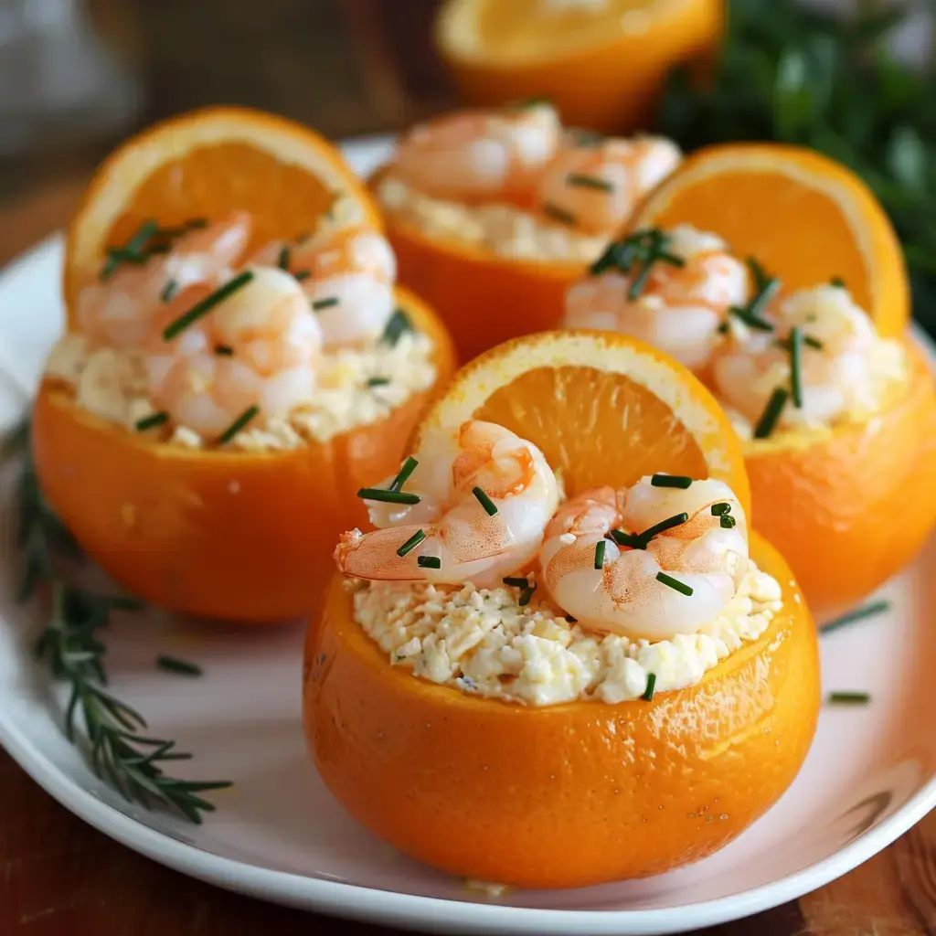 Agrumes garnis aux crevettes