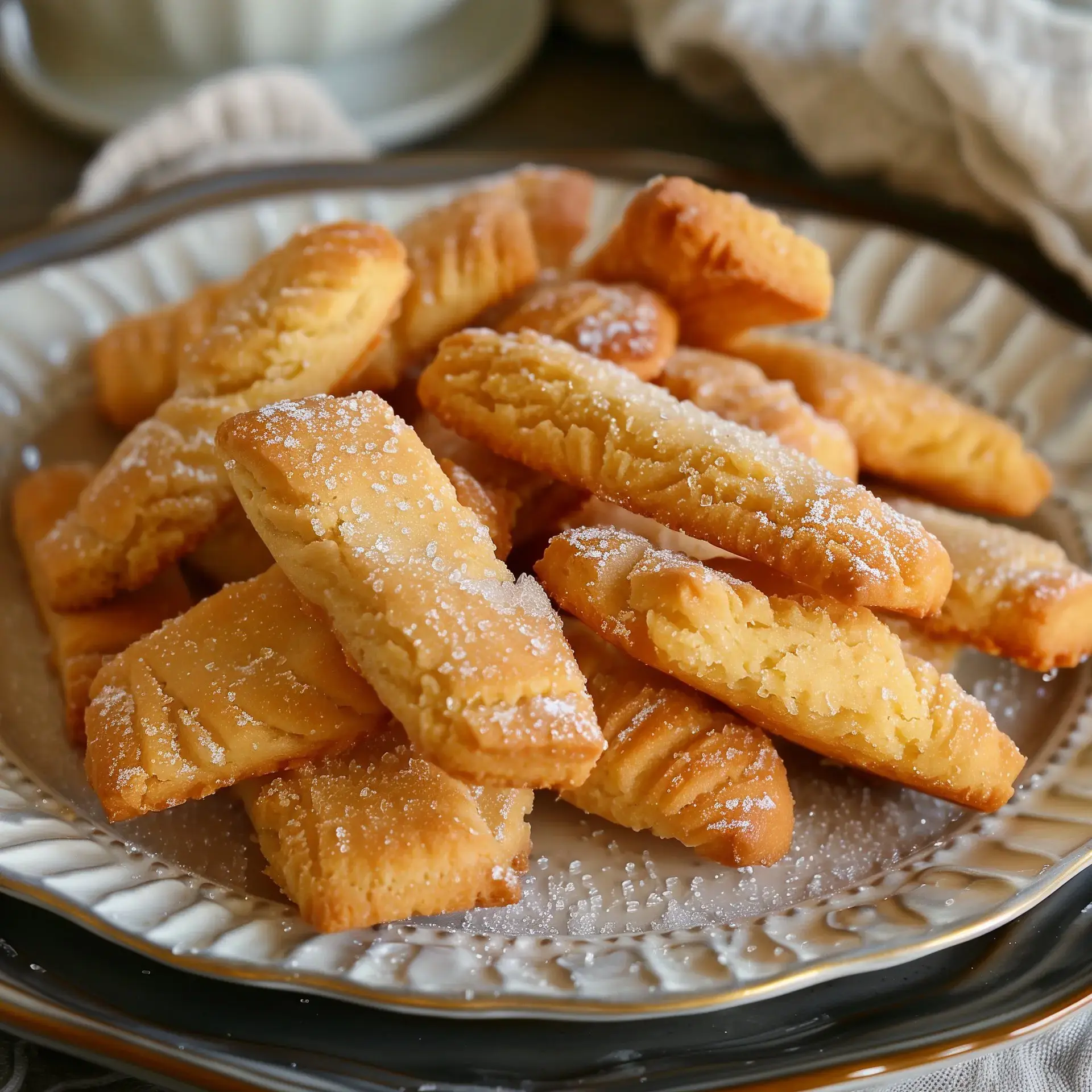 Une assiette remplie de biscuits dorés, avec leur croquant sucré, joliment dressés.