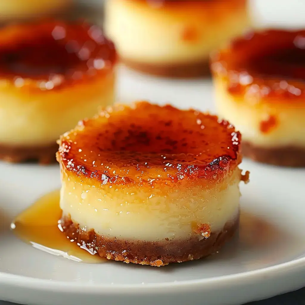 Petits desserts crémeux au caramel posés sur une belle assiette.