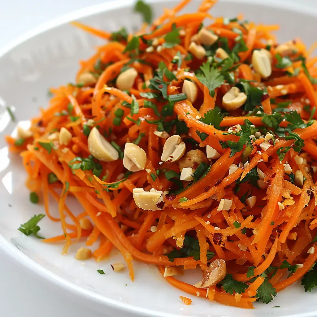 Carottes râpées avec cacahuètes et coriandre.