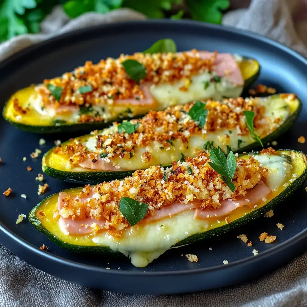 Cordons bleus de courgettes dorés garnis de persil frais