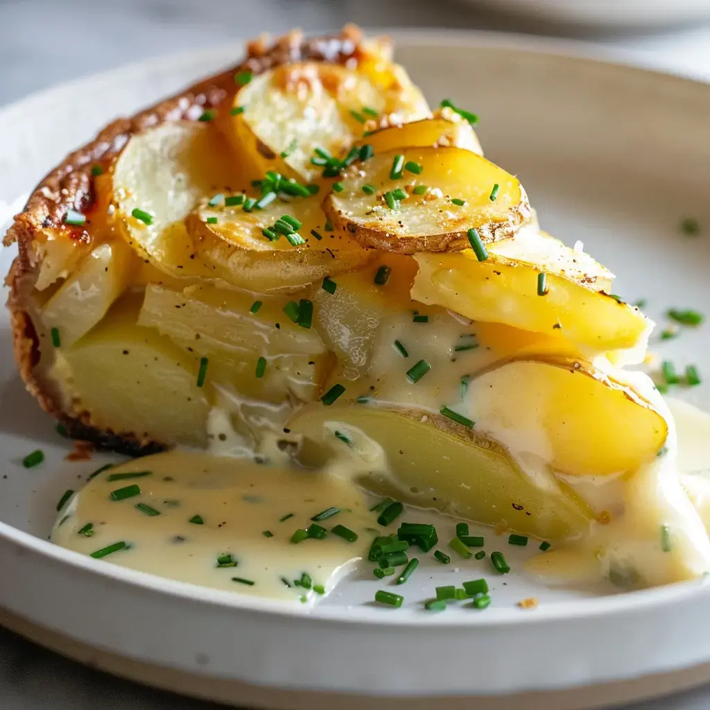 Gratin dauphinois au camembert garni de ciboulette fraîche