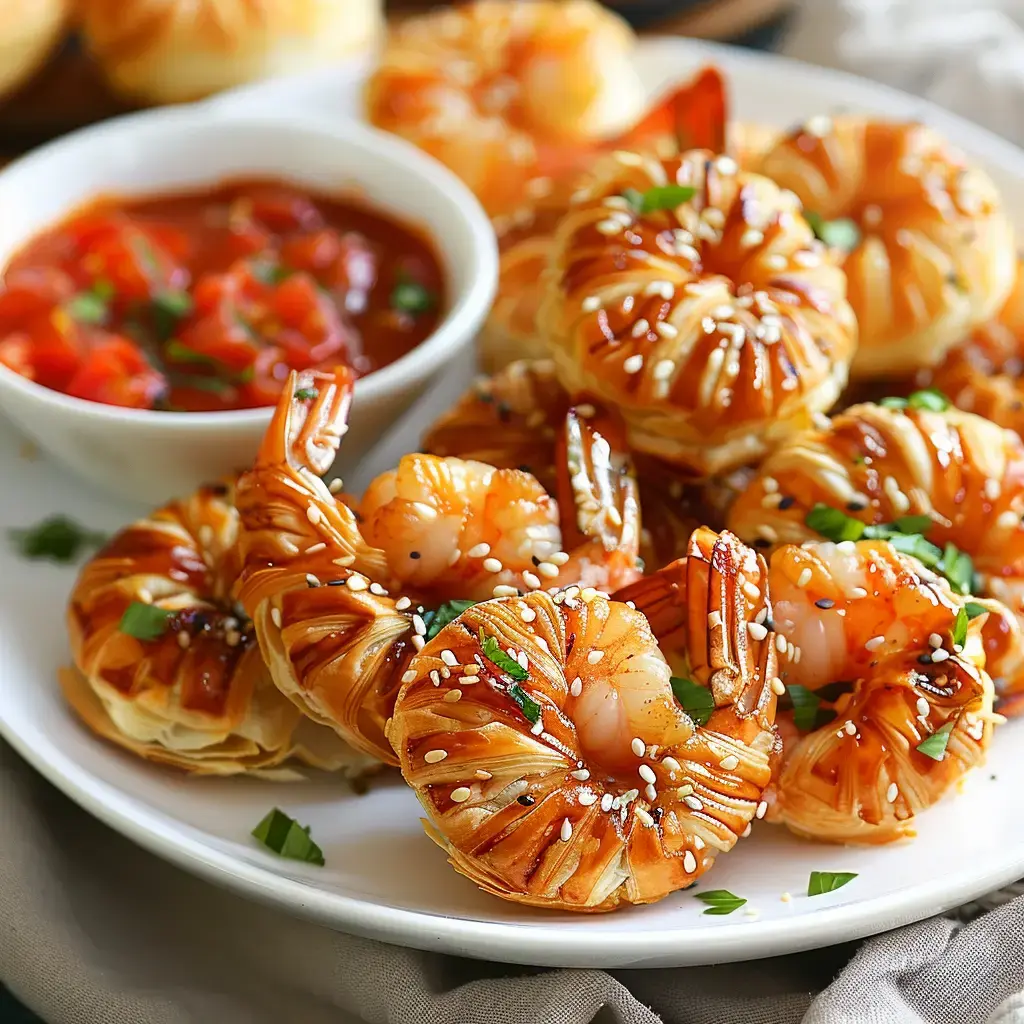 Croustillants feuilletés aux crevettes.