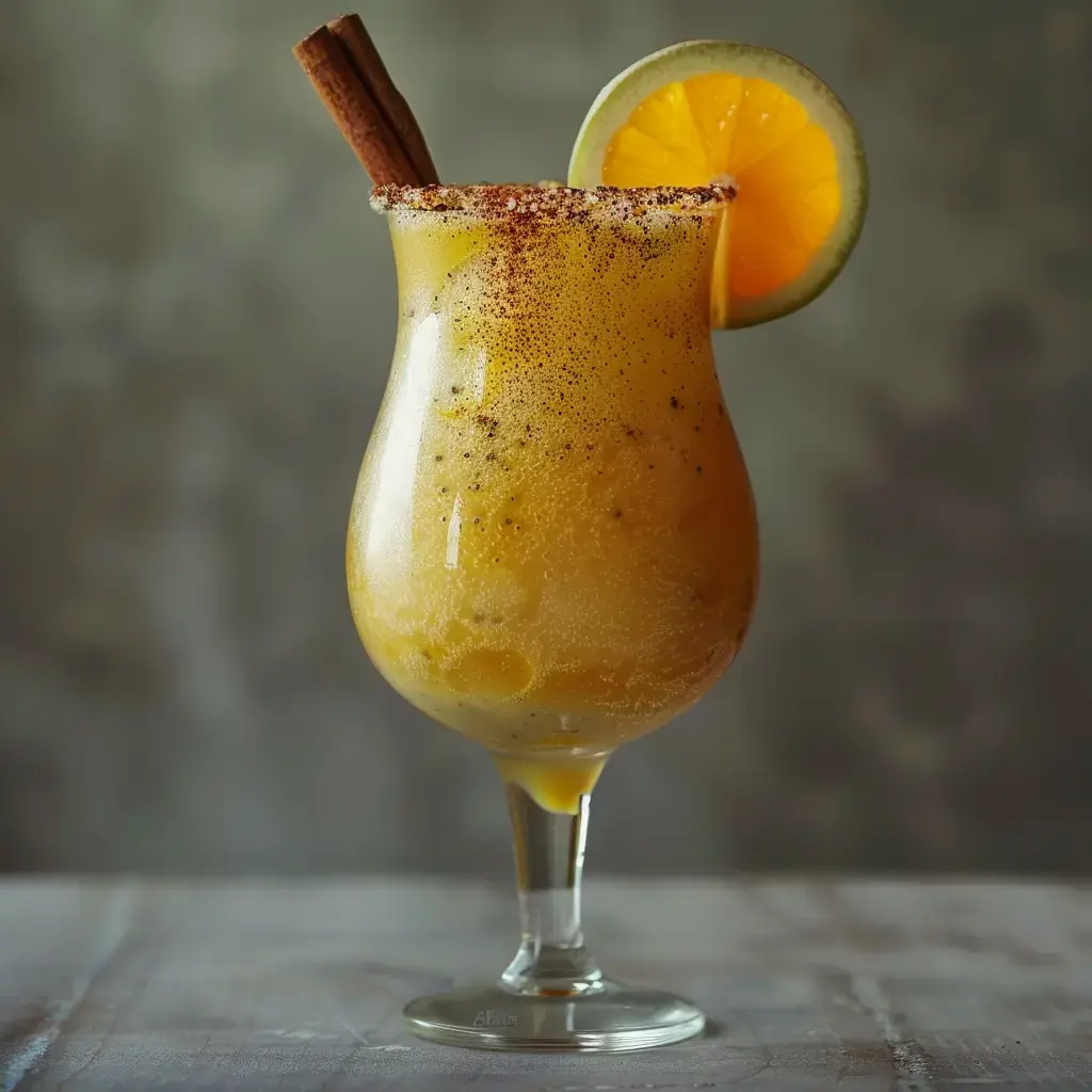 Un verre de punch antillais décoré d'agrumes frais et d'un bâton de cannelle