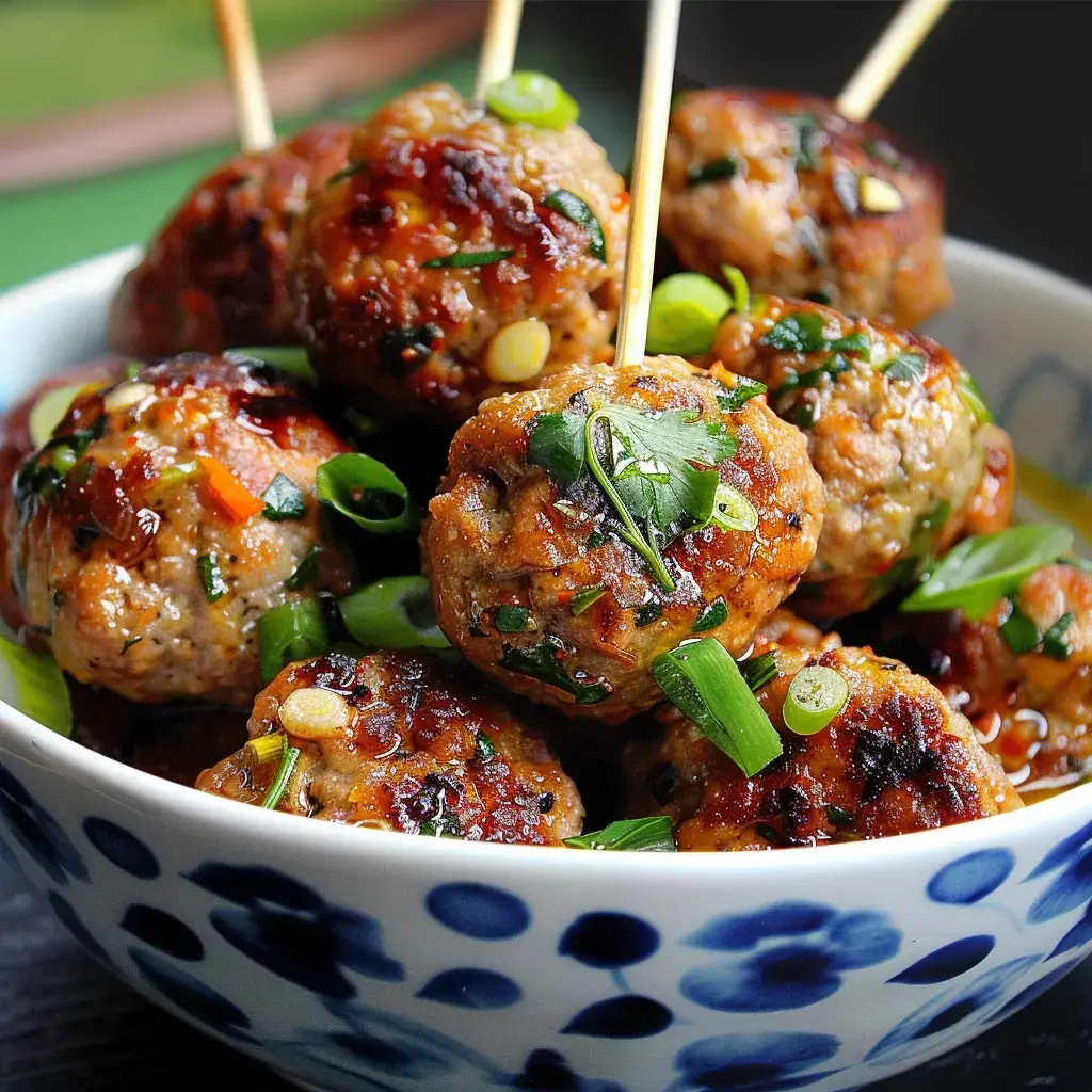Des boulettes garnies d'herbes fraîches dans un bol élégant.