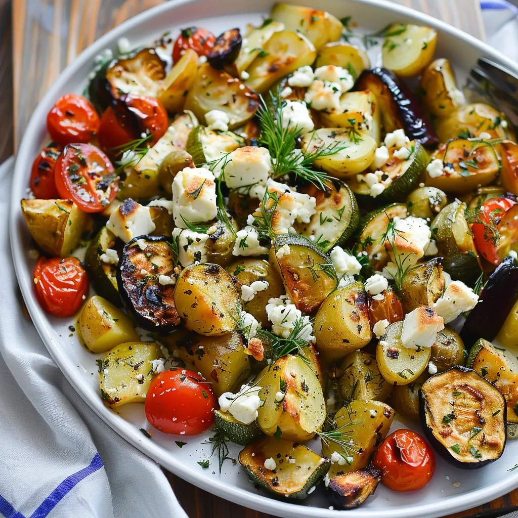 Plat méditerranéen de légumes et feta