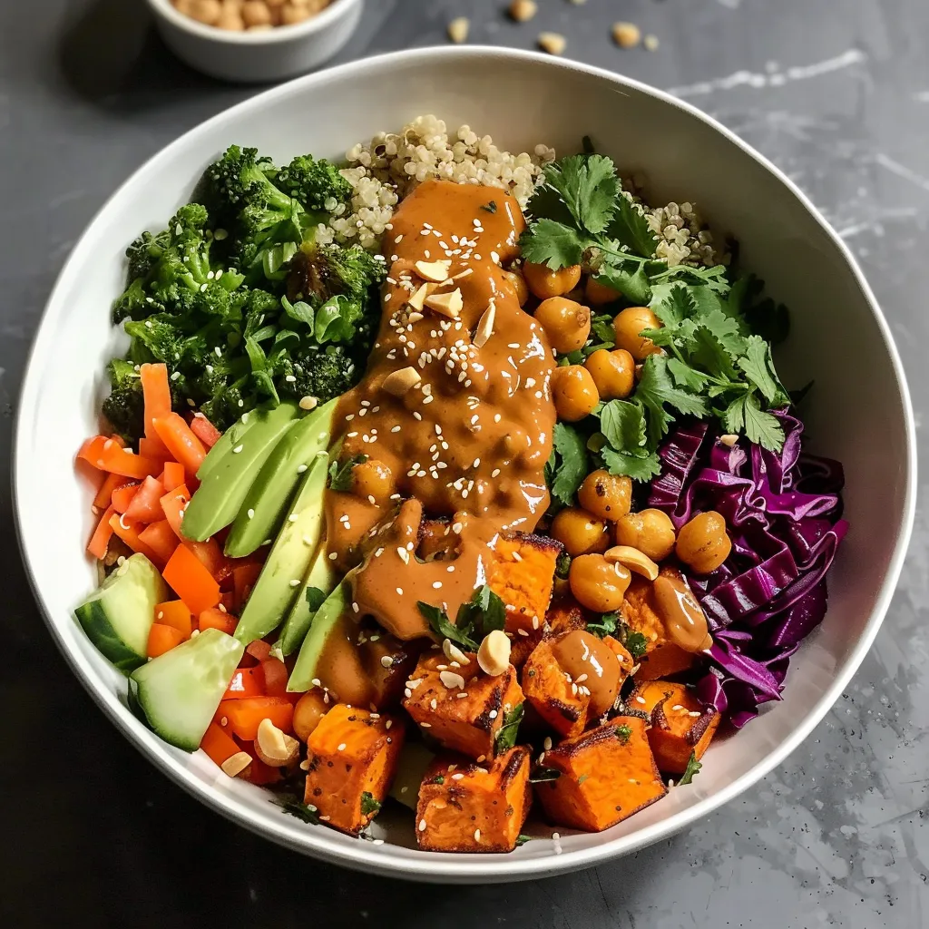 Bol à la Patate Douce et Sauce Thaï au Beurre de Cacahuètes