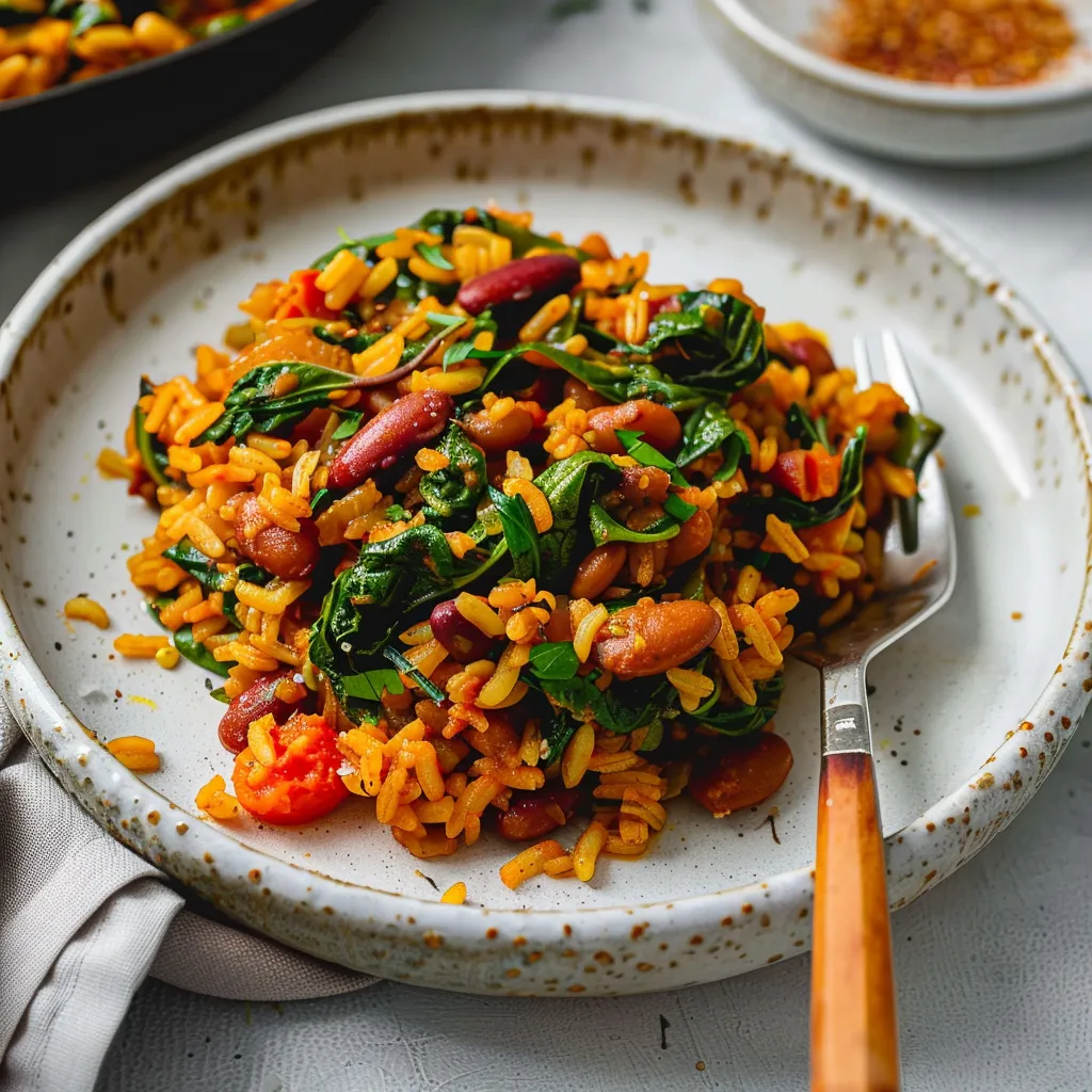 Délicieux Plat Vegan des Caraïbes avec Riz et Haricots