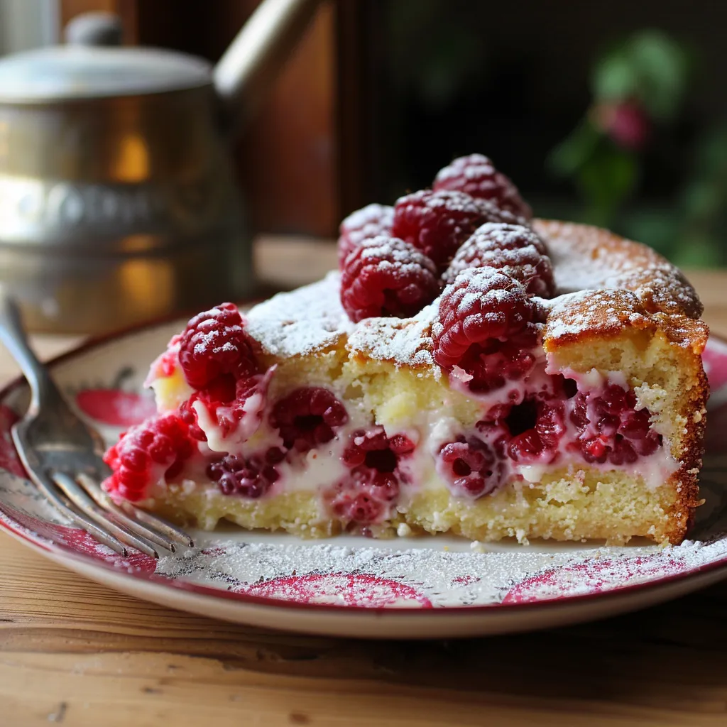 Moelleux au yaourt et framboises