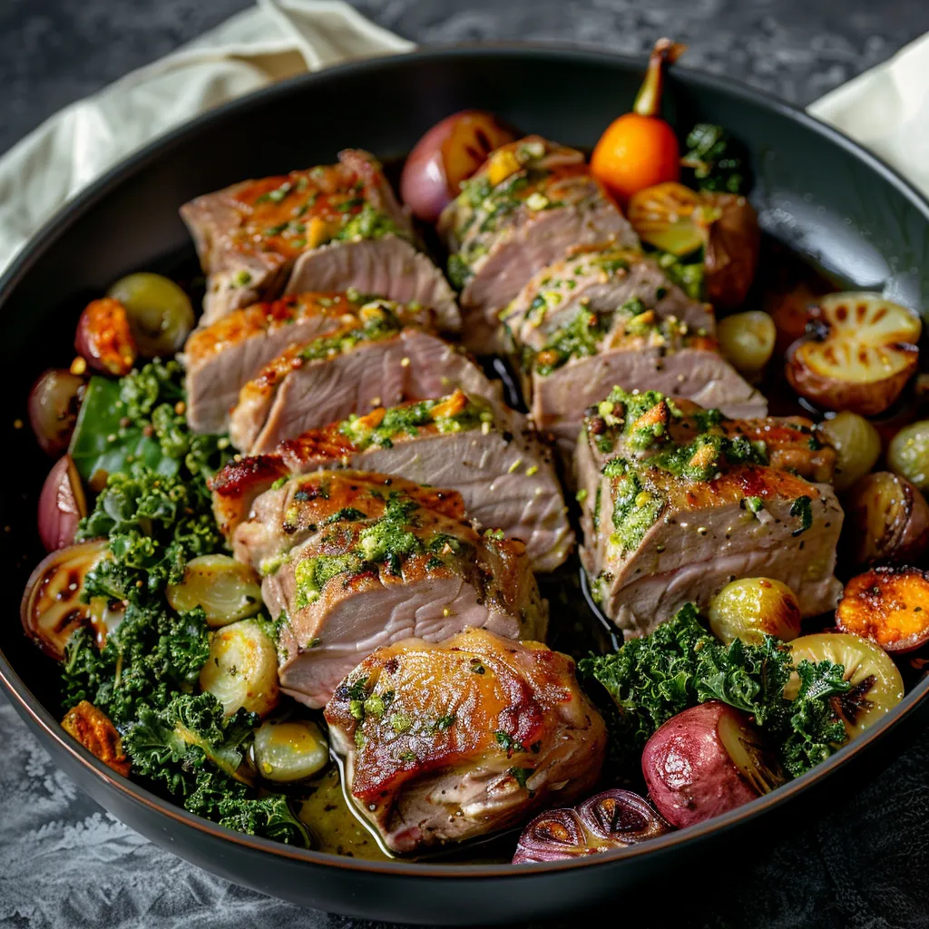 Lamelles d’agneau avec pesto pistache