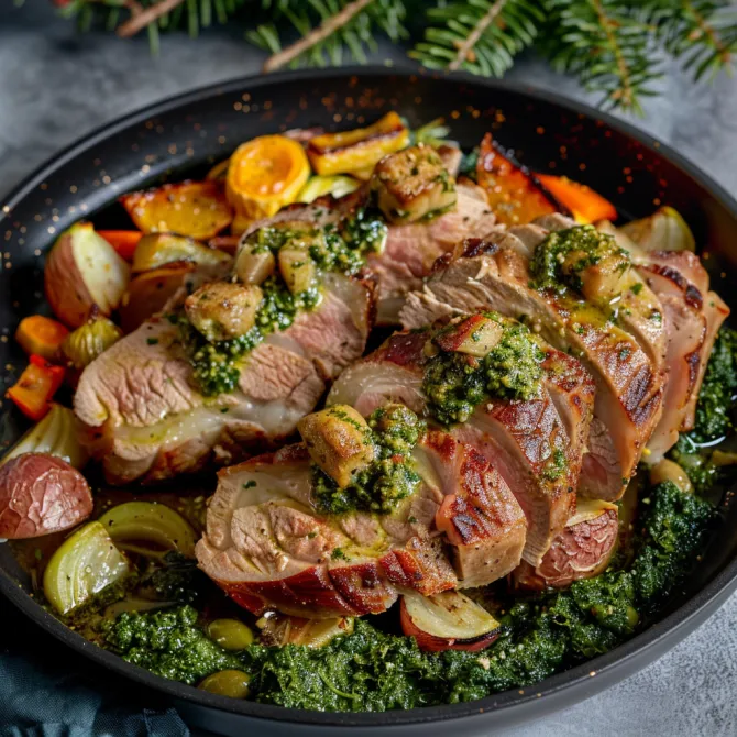 Agneau rôti sauce pistache