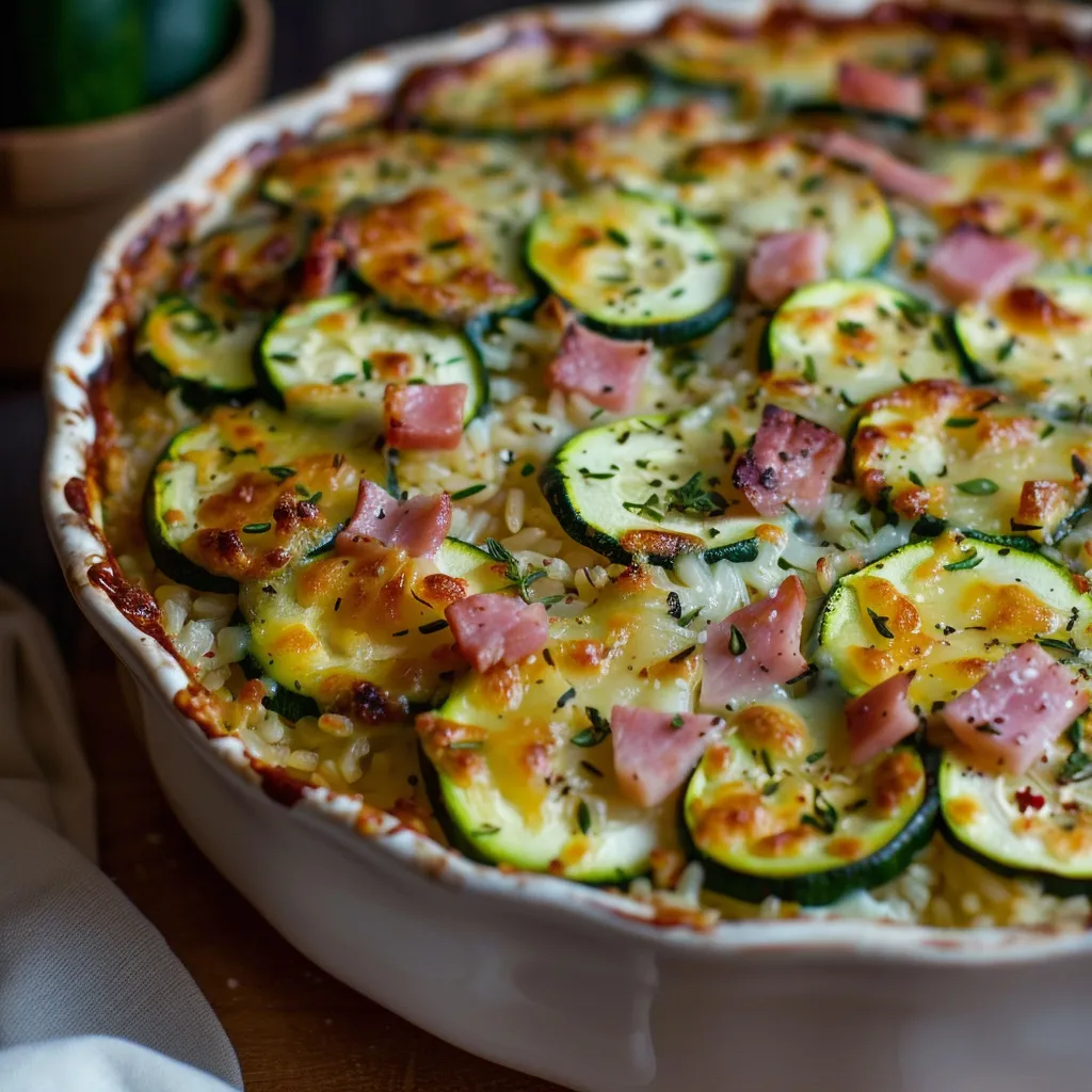 Courgettes, Jambon et Riz gratiné
