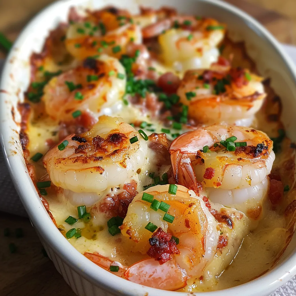 Gratin de crevettes chorizo parmesan