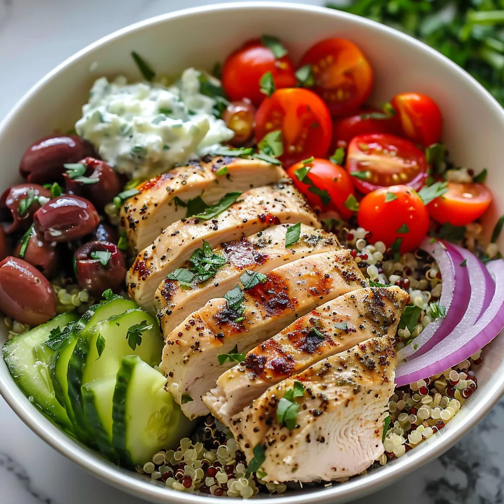 Bol grec au poulet et quinoa