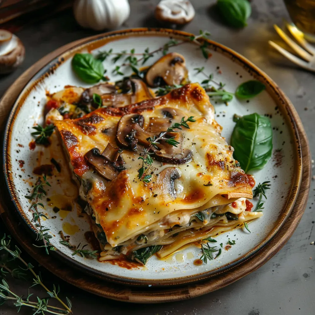 Lasagnes végétariennes maison gourmandes sur la table