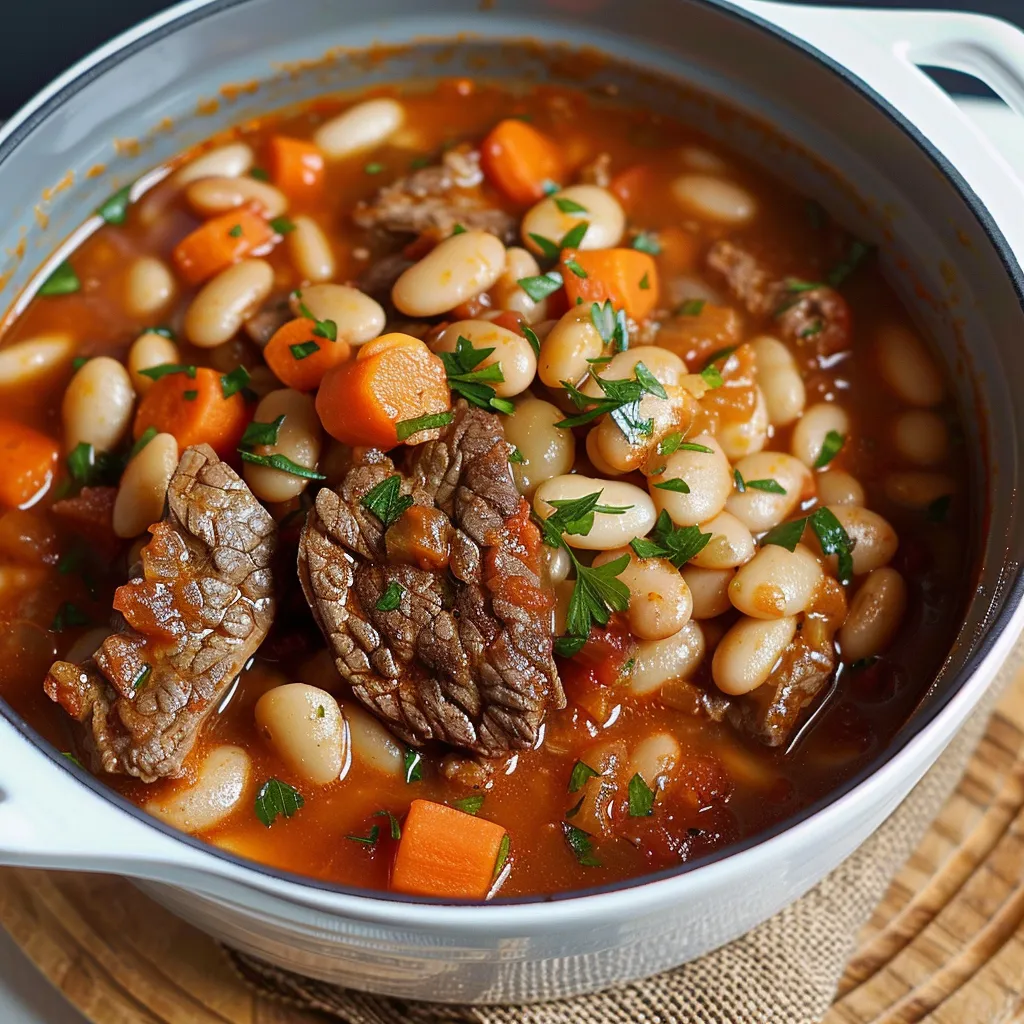 Mijoté réconfortant haricots blancs bœuf aux épices douces