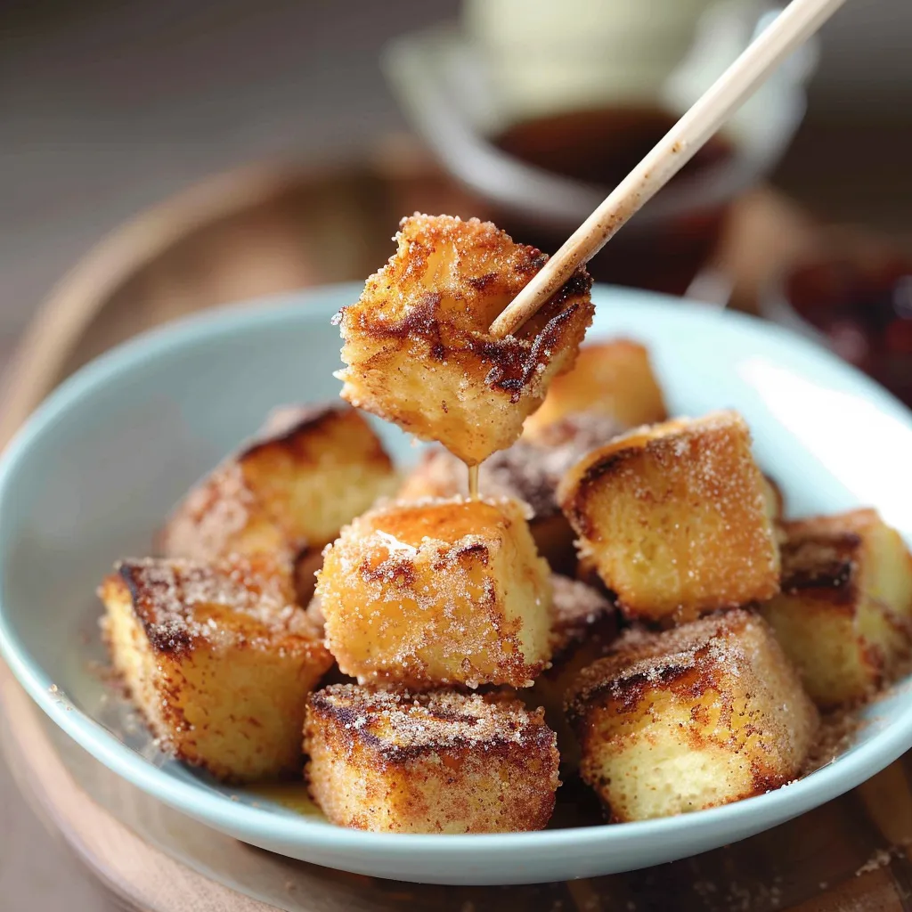 Cubes de brioche dorée à la cannelle