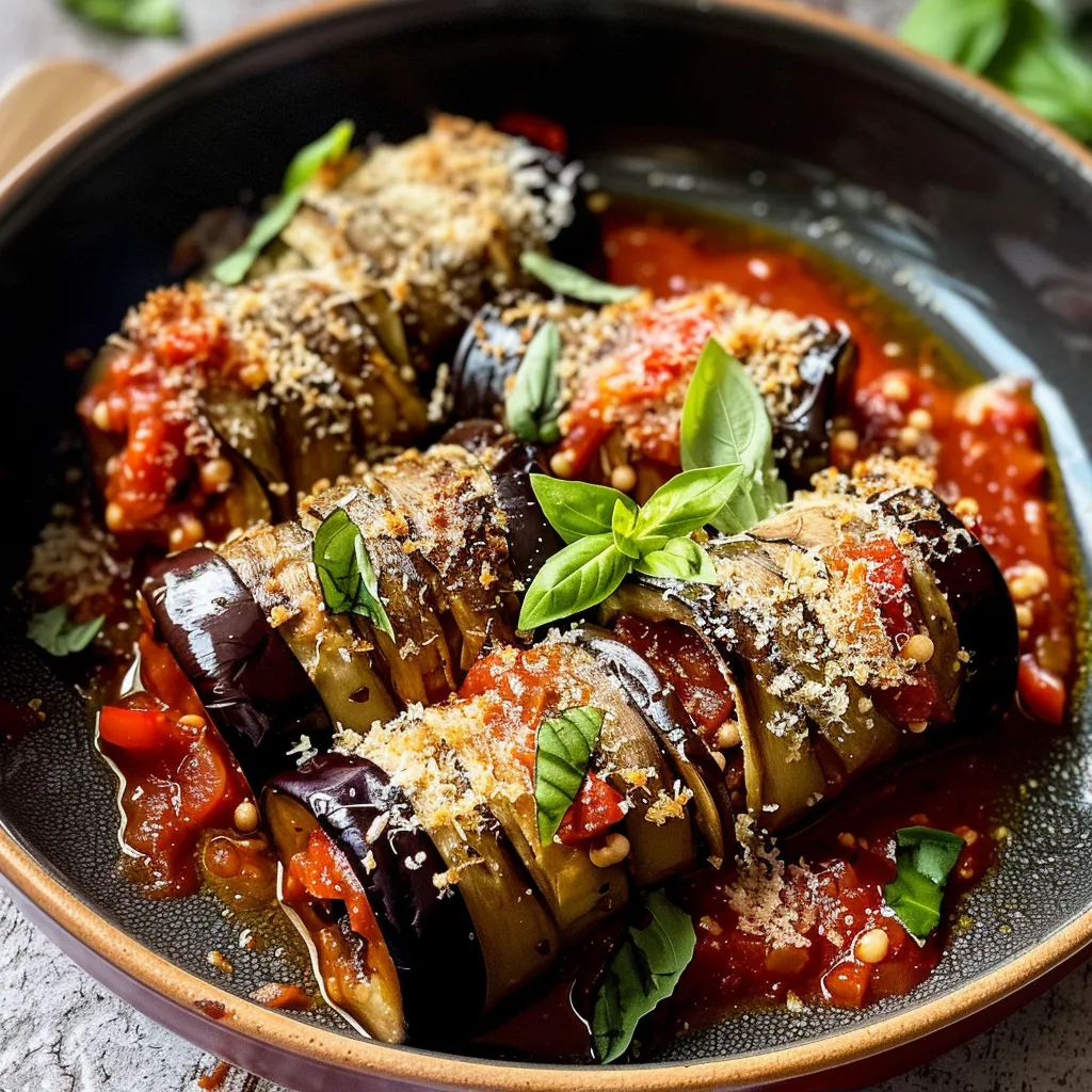 Aubergines roulées ricotta
