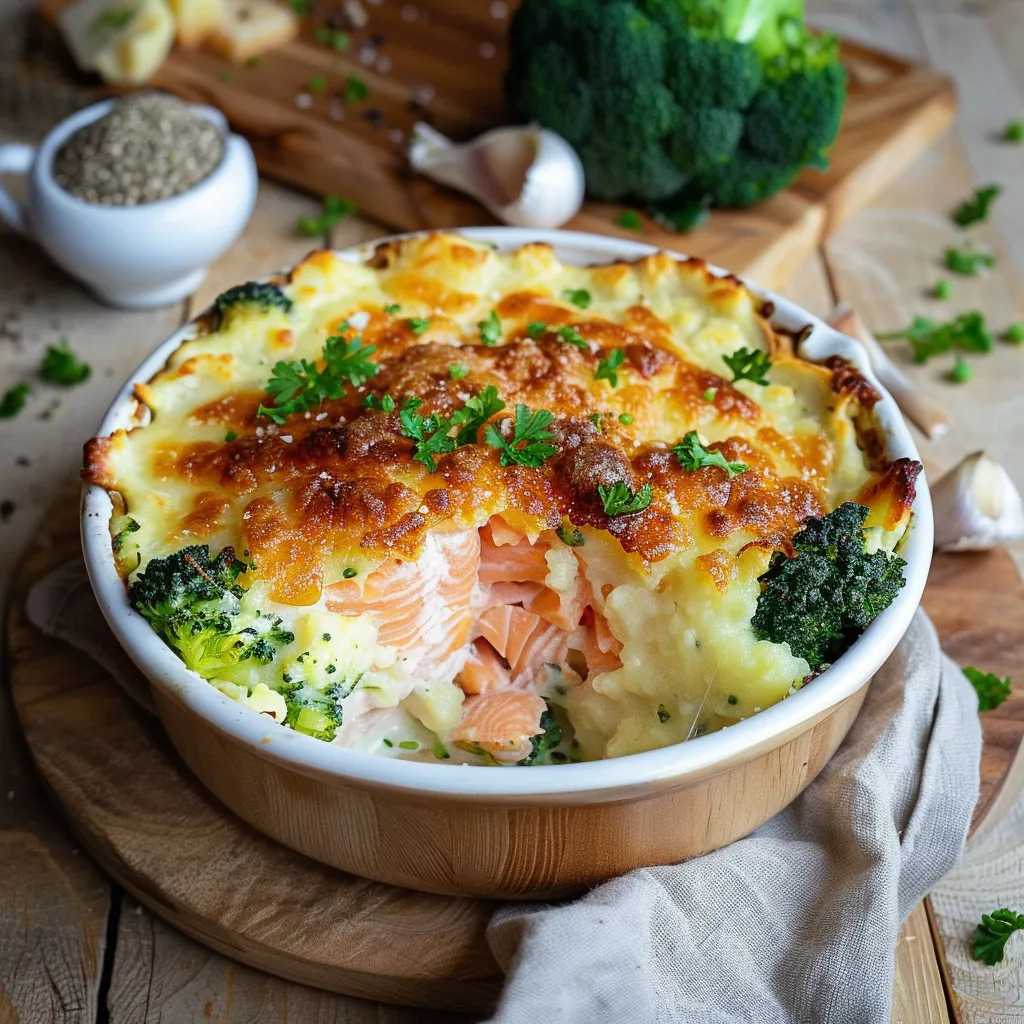 Parmentier saumon brocolis familial savoureux