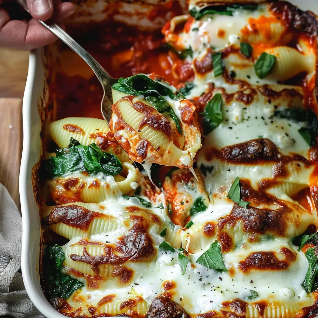 Conchiglioni fourrés ricotta épinards fondants