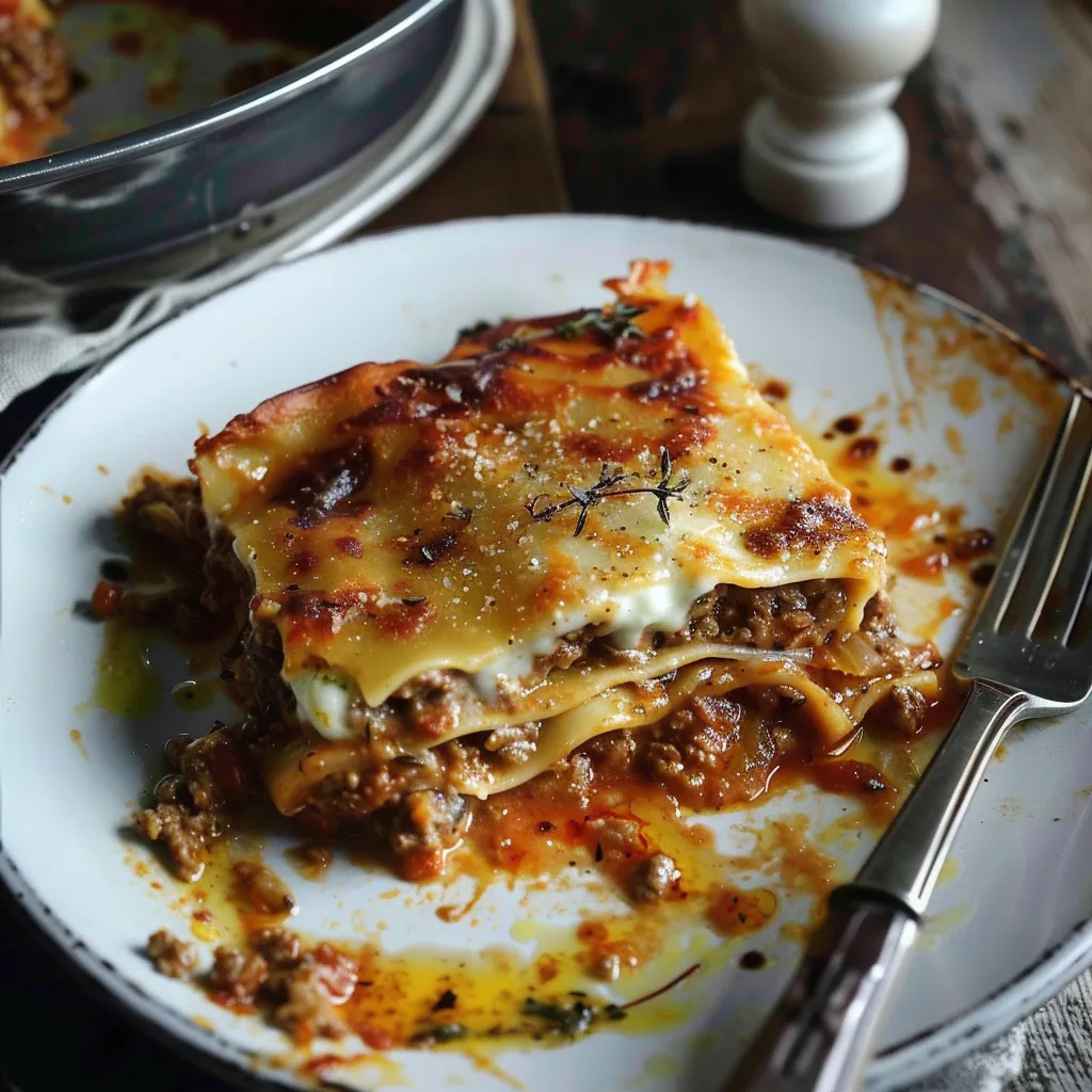 Lasagnes maison avec courgettes et saucisse gratinées