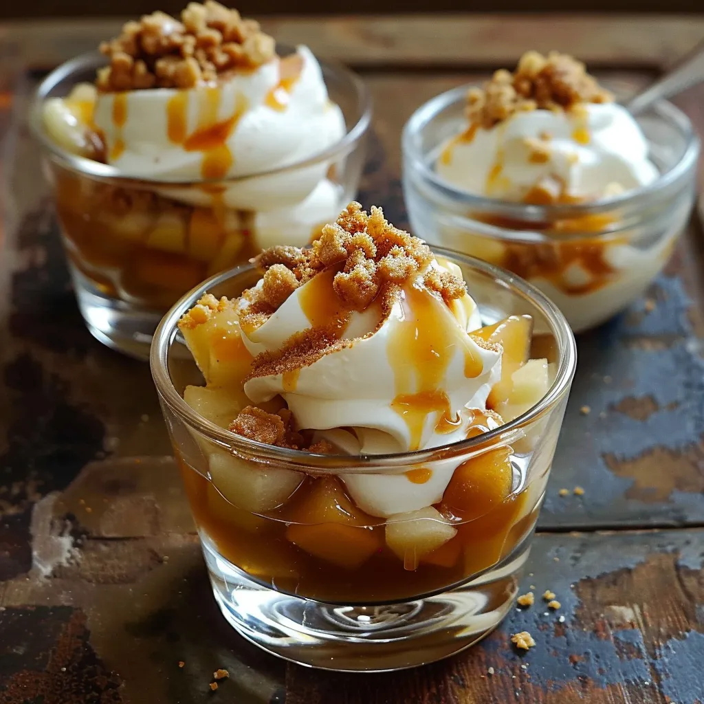 Verrine automnale pomme caramélisée crème légère