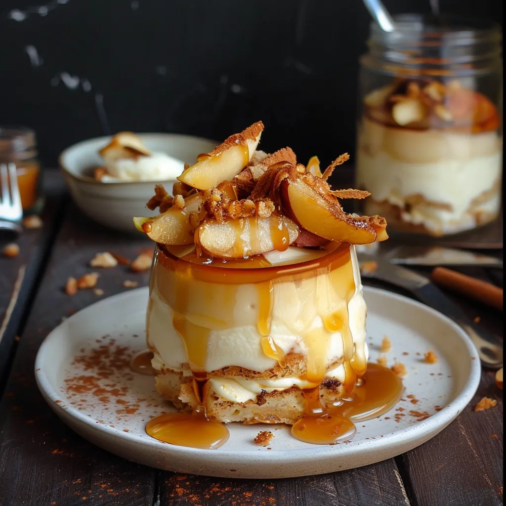 Caramel beurre salé et pommes fondantes en version tiramisu express