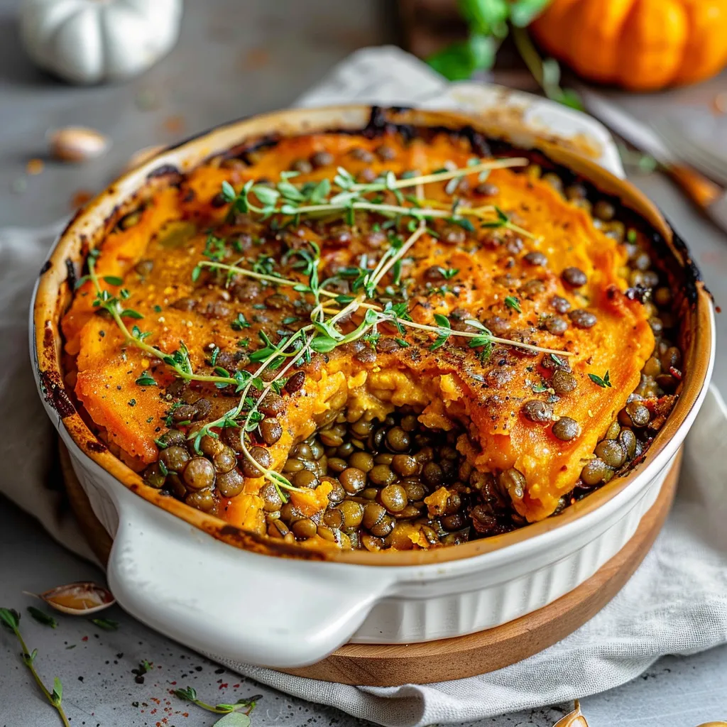 Parmentier vegan potimarron lentilles
