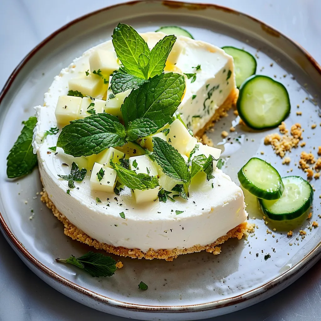 Cheesecake salé chèvre menthe concombre, super frais et fondant