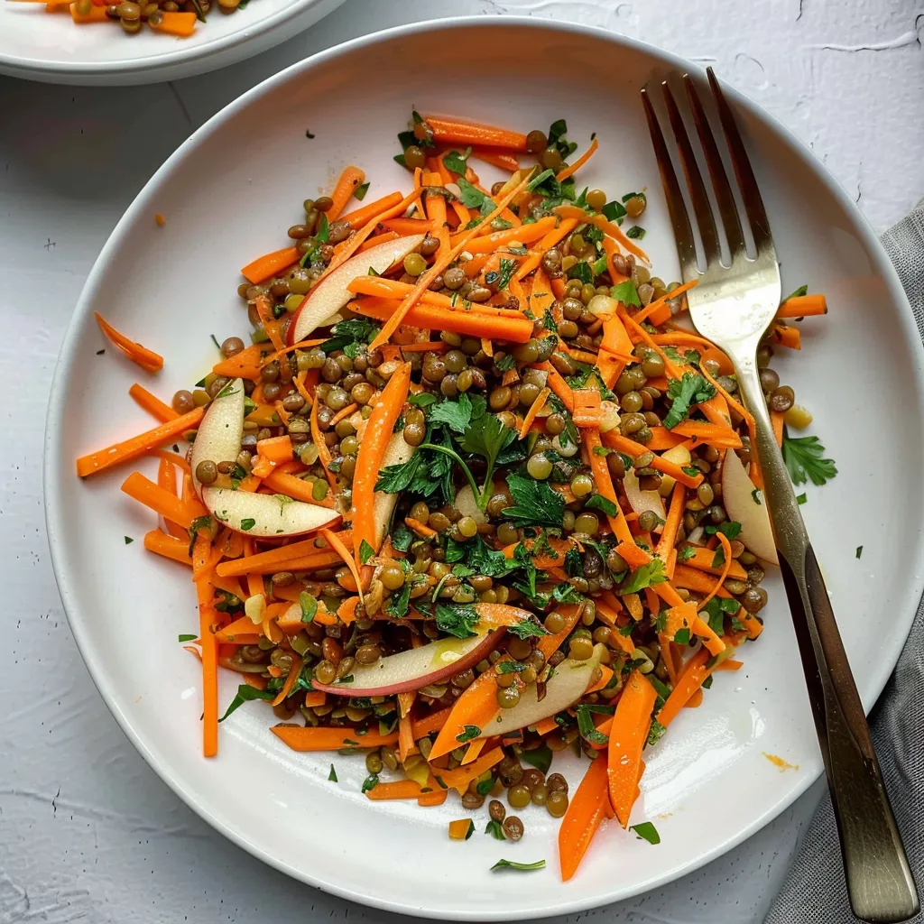 Salade carotte pomme lentilles végétarienne légère