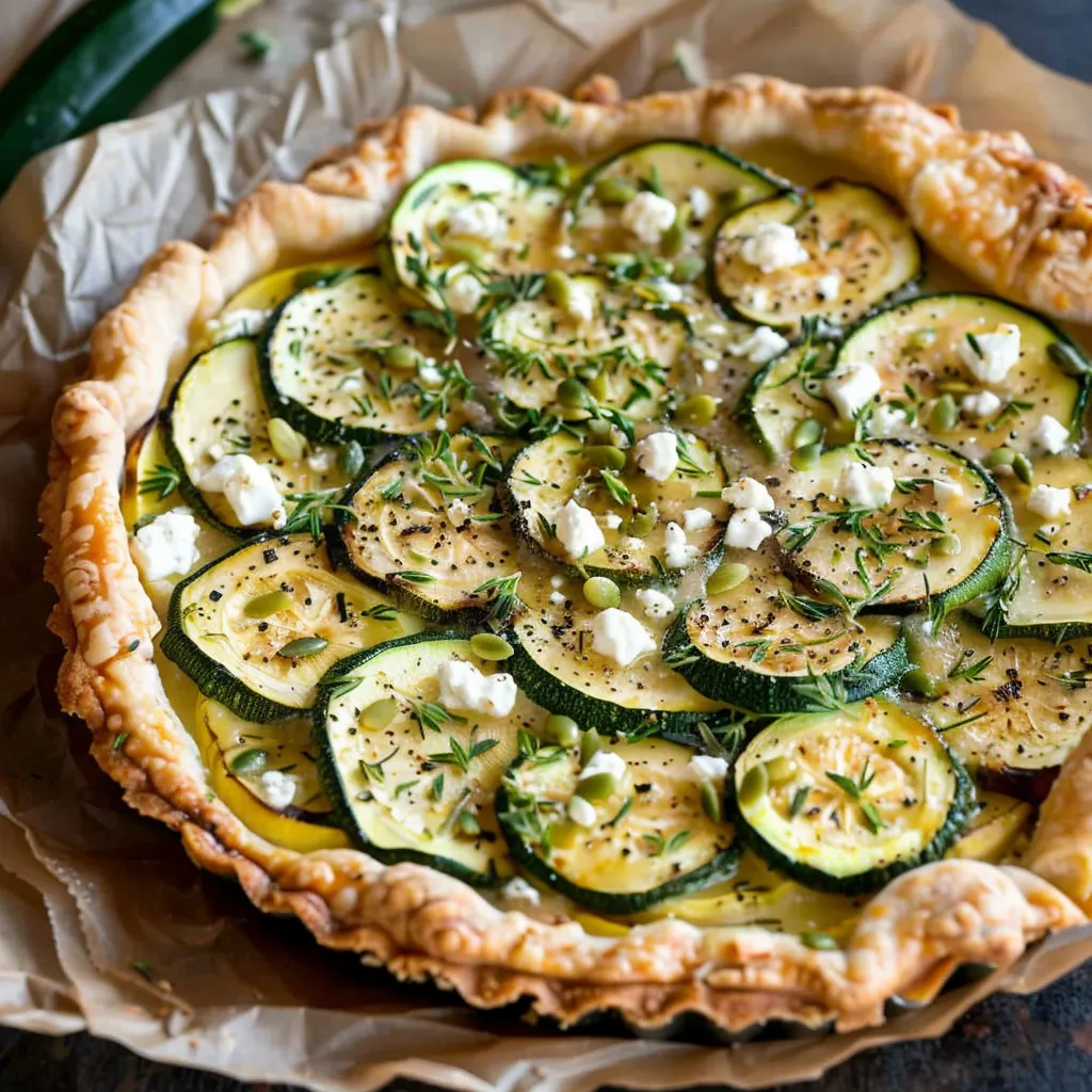 Tarte avec courgettes et chèvre fondant