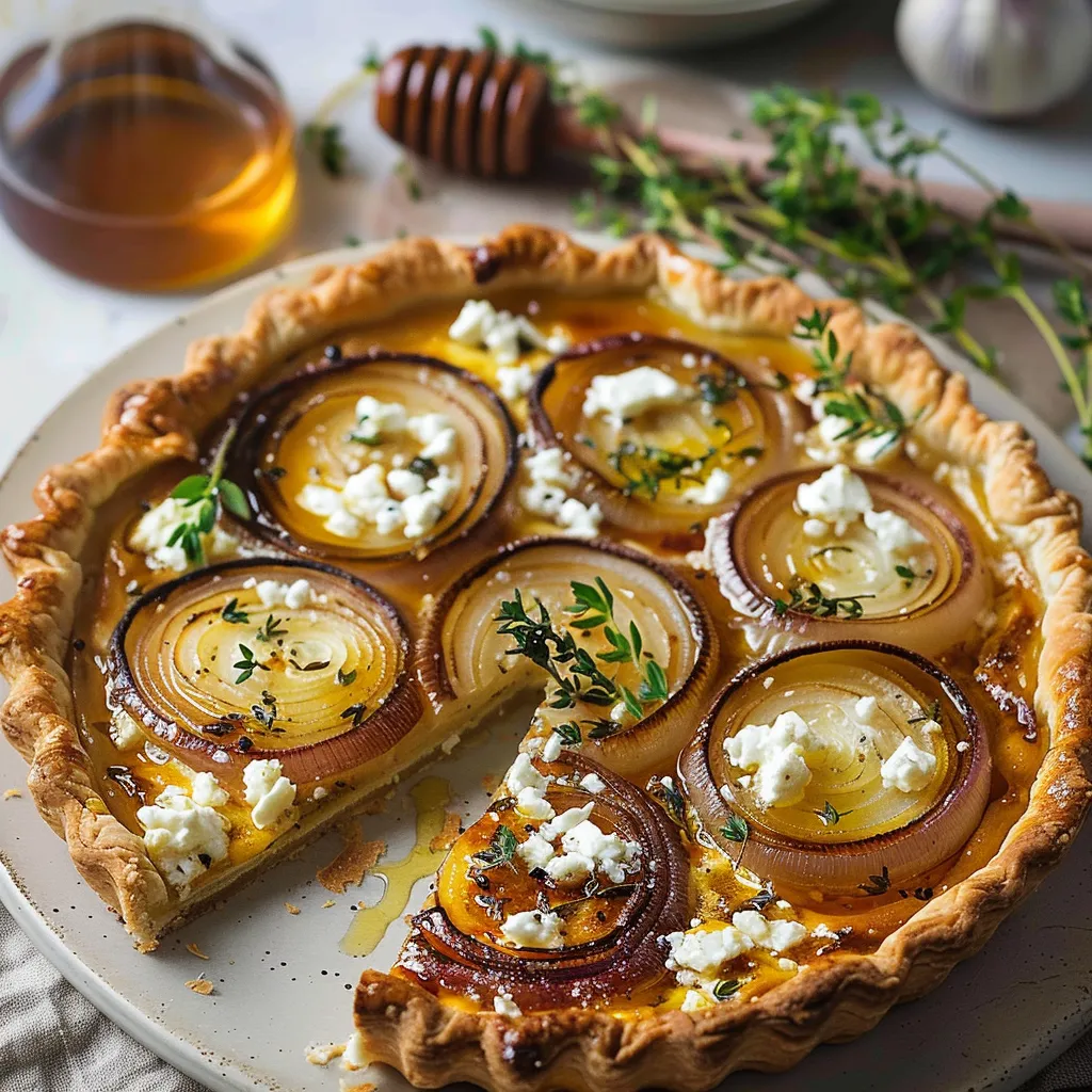 Tarte oignons chèvre miel facile