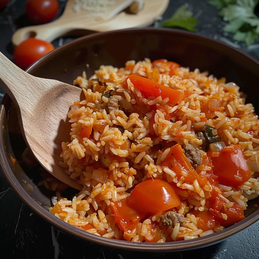 Riz Tomates Viande - Facile et Rapide