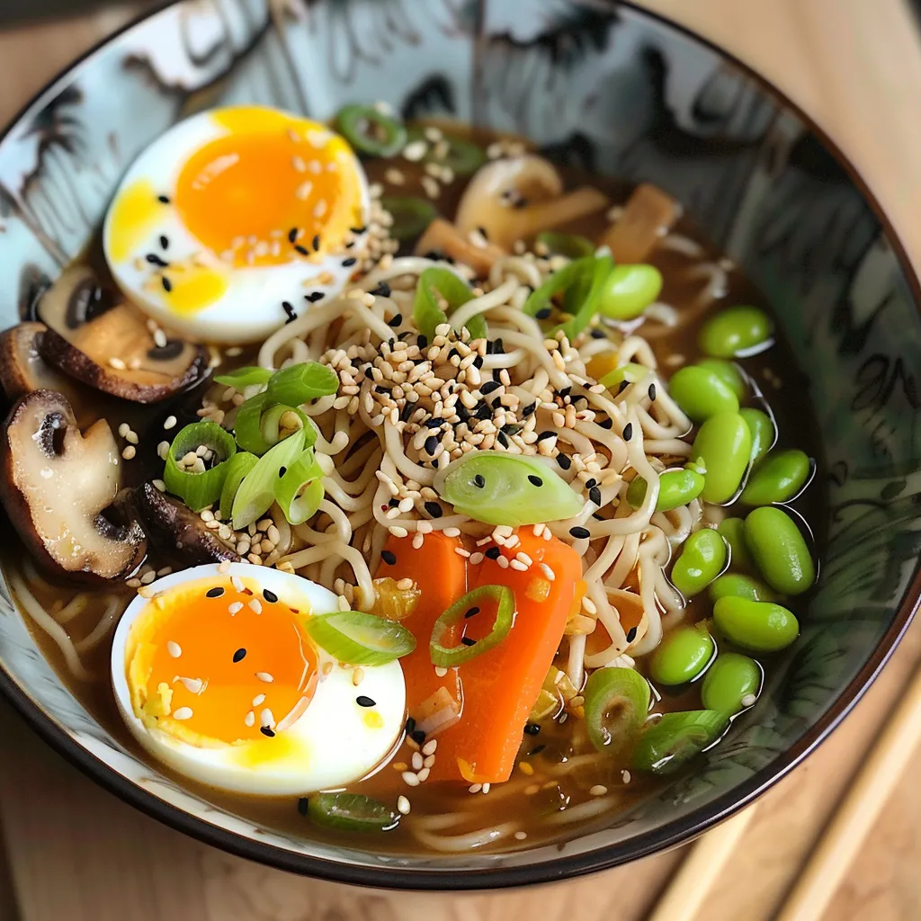 Délicieux ramen japonais aux légumes