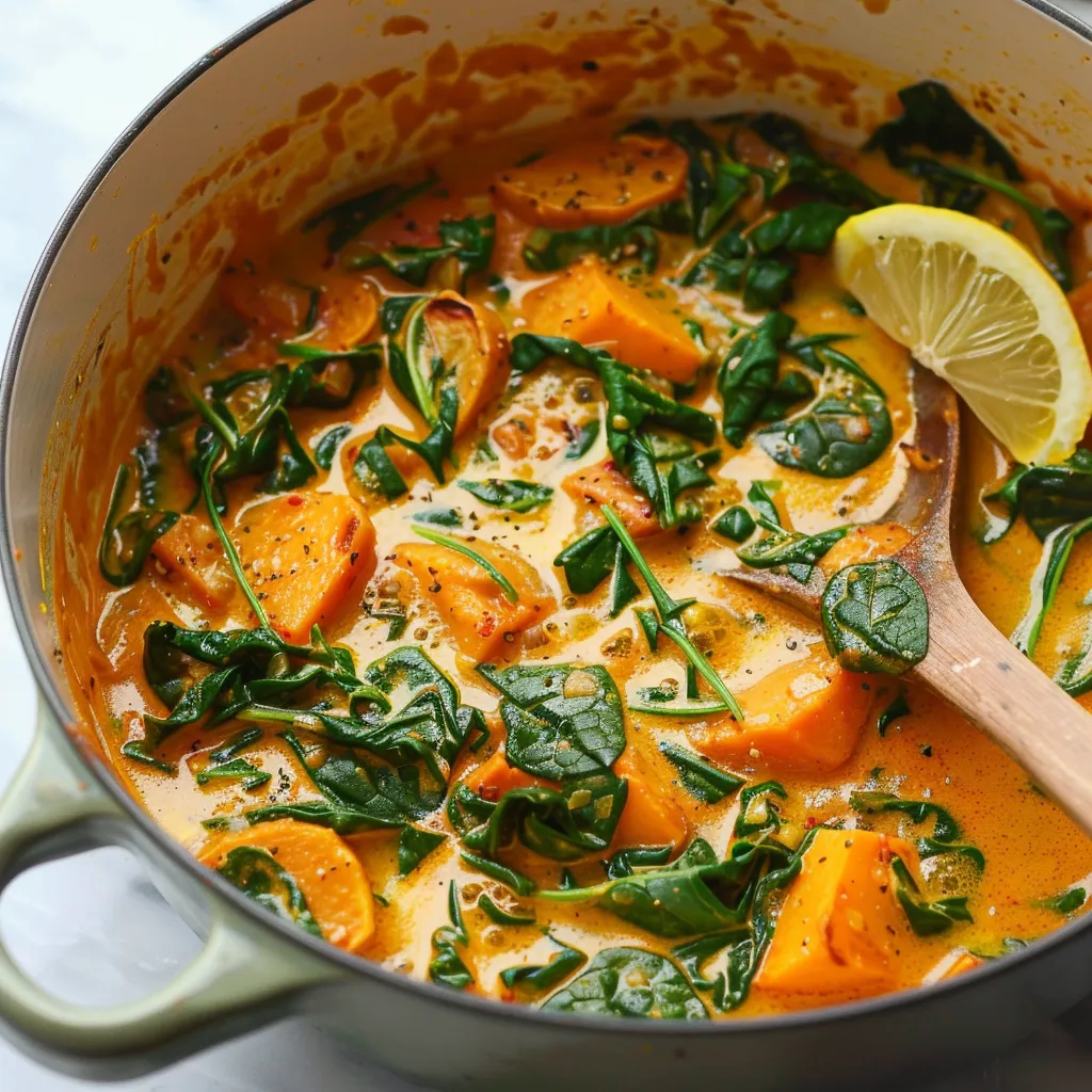 Épinards Crémeux au Curcuma et Lait de Coco