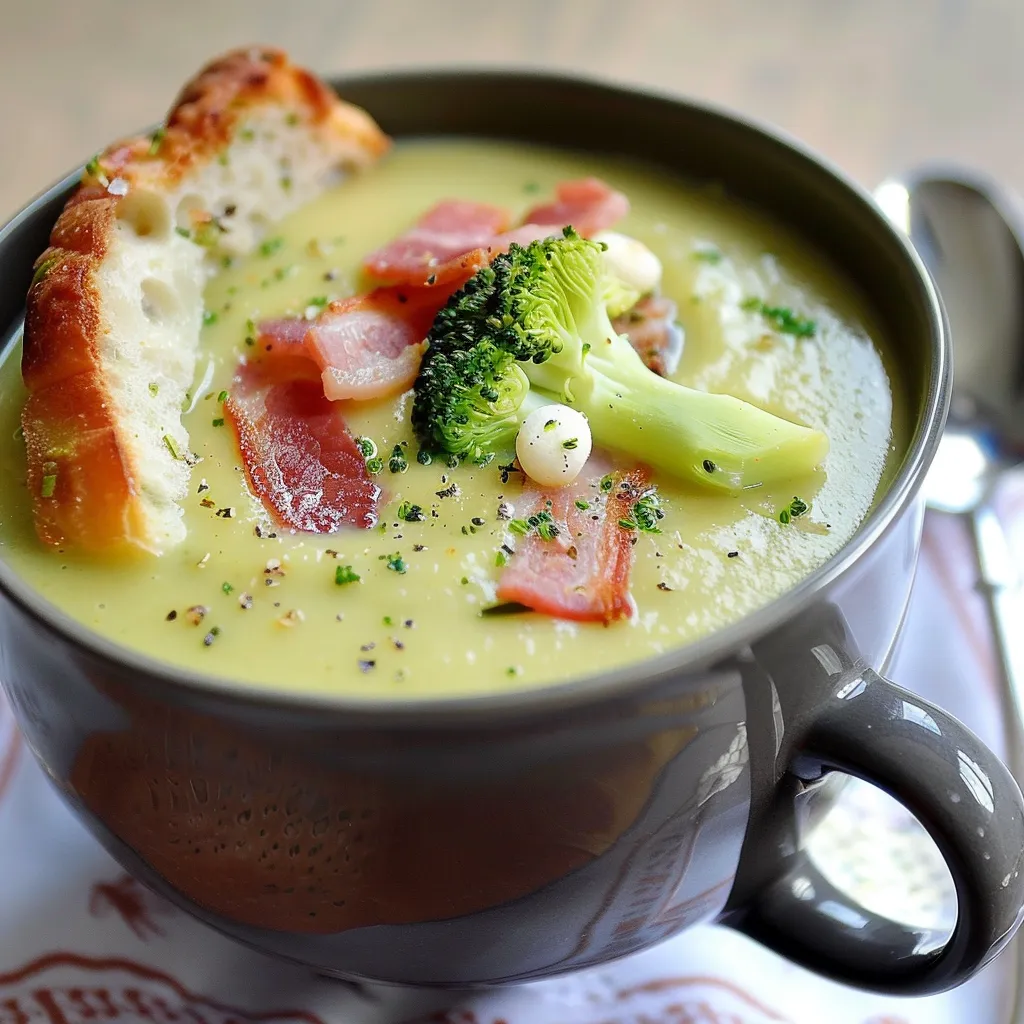 Velouté de Brocoli au St Môret et Lardons Croustillants