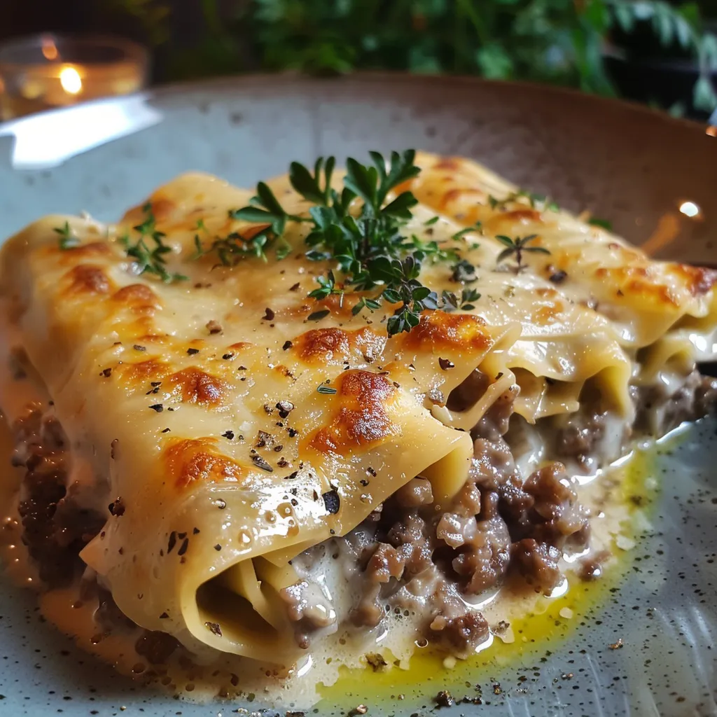 Cannellonis Gourmands avec Viande et Sauce Crémeuse