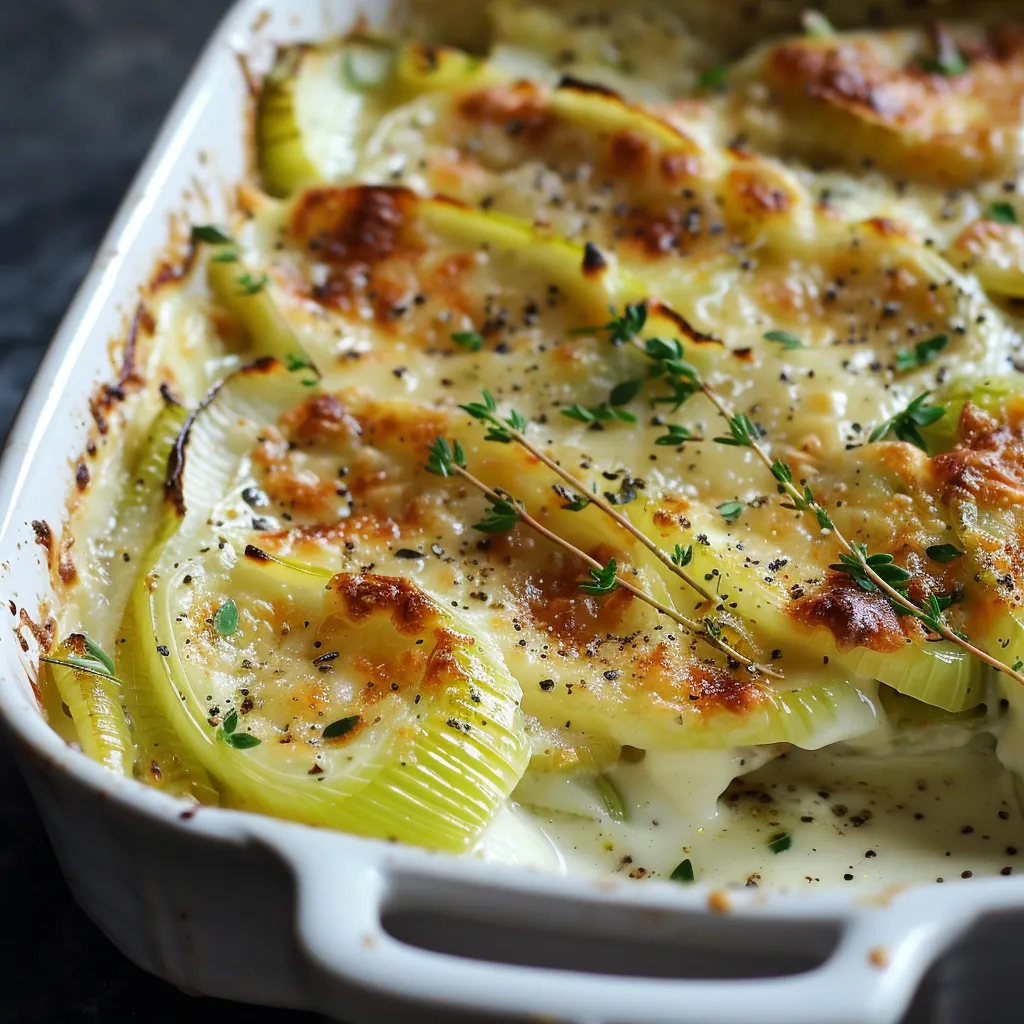 Gratin de poireaux au fromage fondu