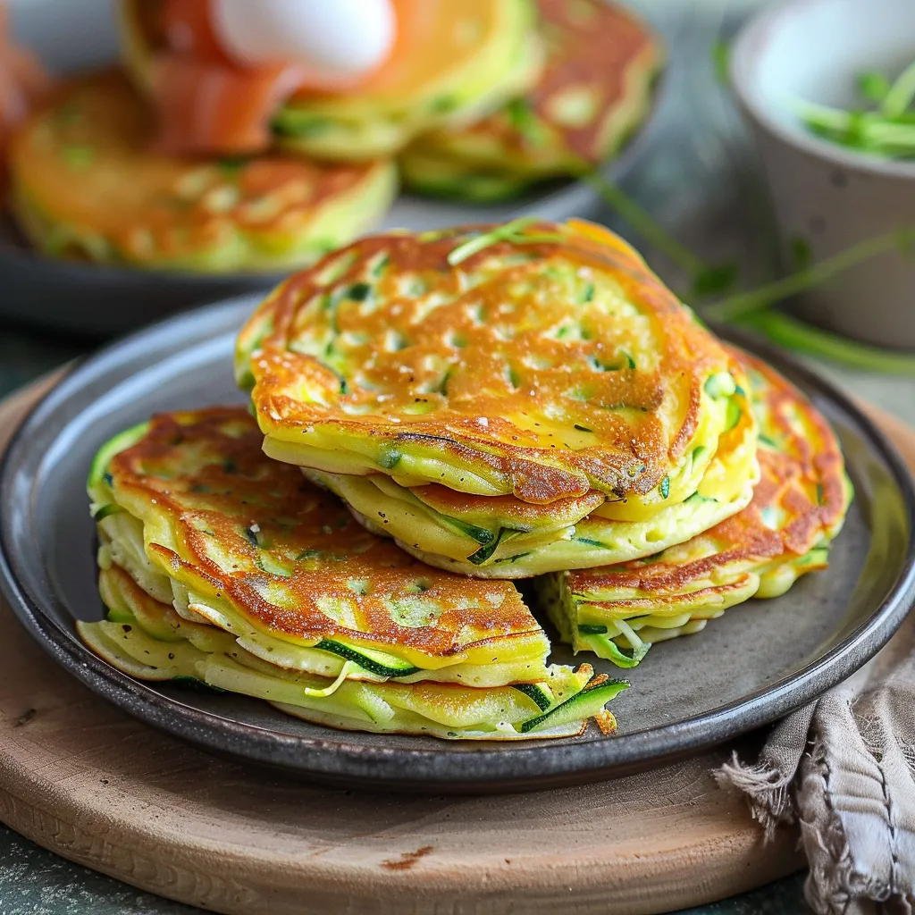 Pancakes aux courgettes dorés et moelleux