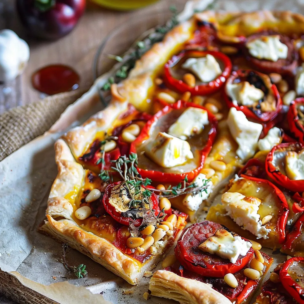 Tarte aux poivrons grillés et fromage de chèvre - Recette traditionnelle française