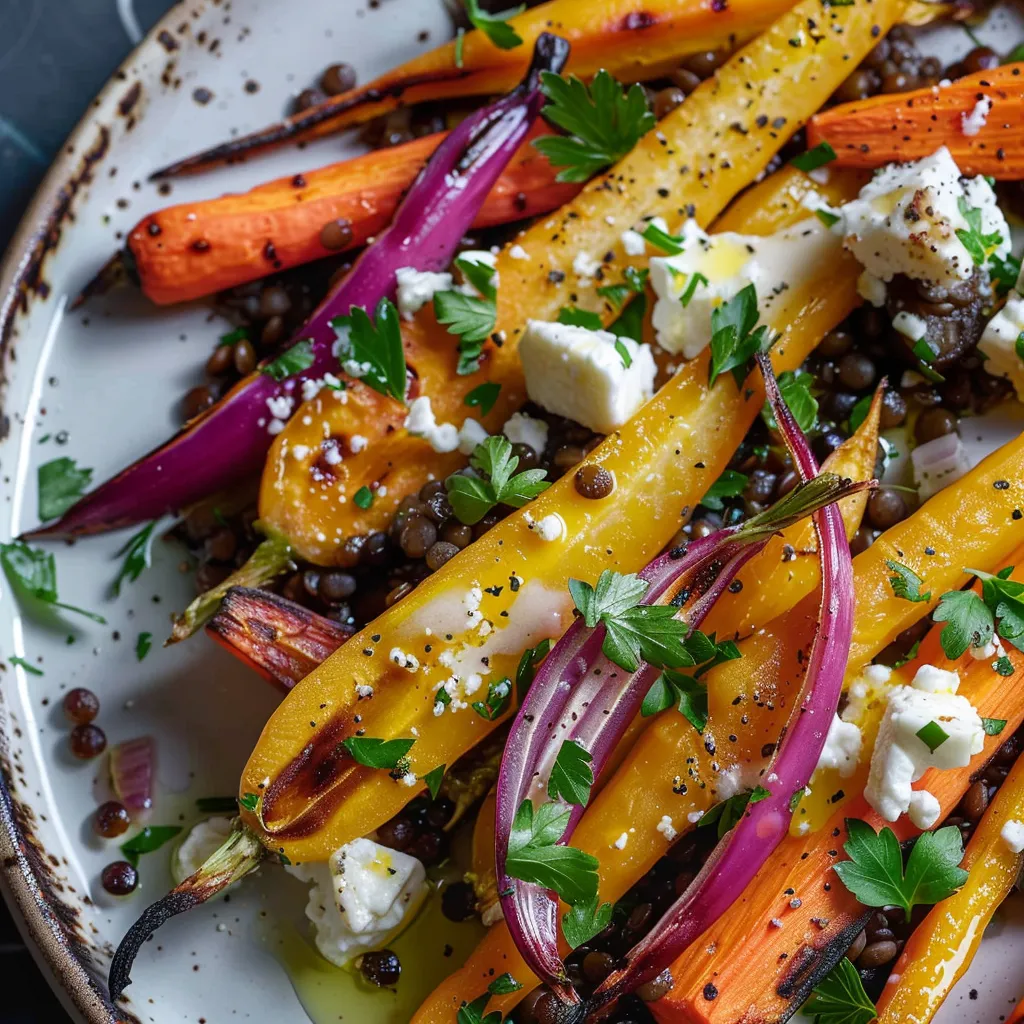 Légumes racines rôtis avec feta crémeuse