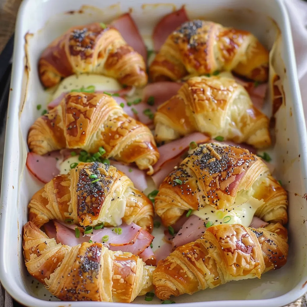 Croissants au jambon et fromage dorés et croustillants