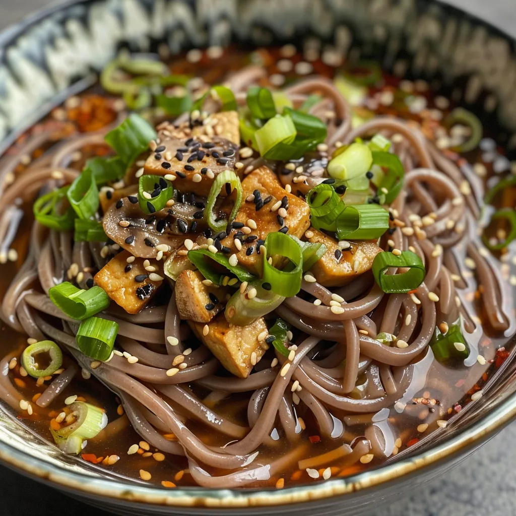 Soupe de nouilles soba au miso et sésame