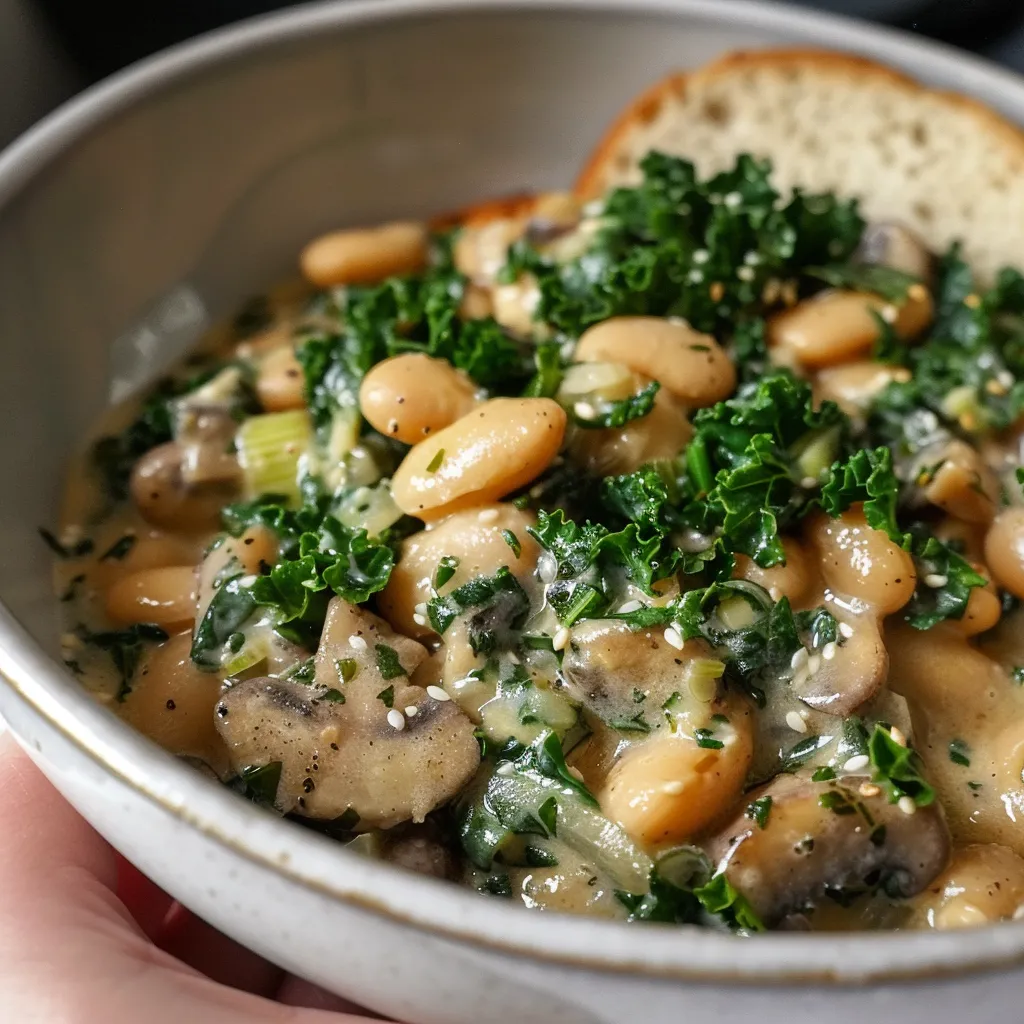 Haricots crémeux au miso et chou kale frais, une assiette riche en protéines